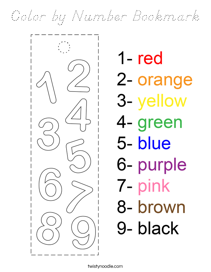 Color by Number Bookmark Coloring Page