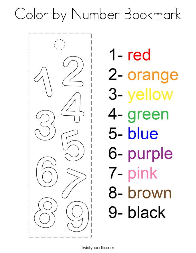 Color by Number Bookmark Coloring Page