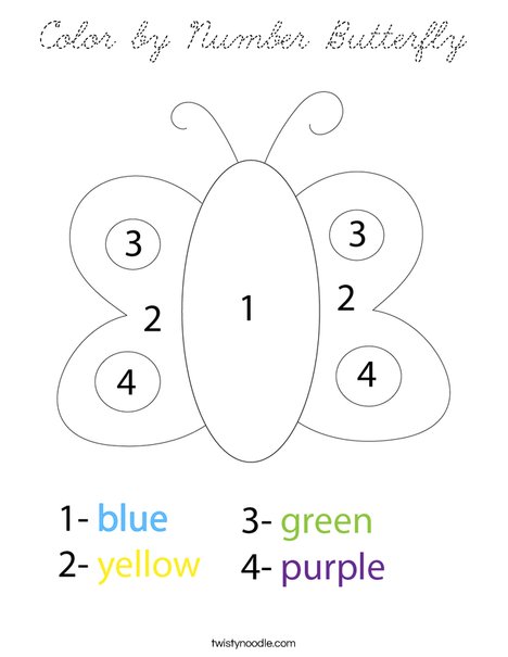 Color by Number Butterfly  Coloring Page