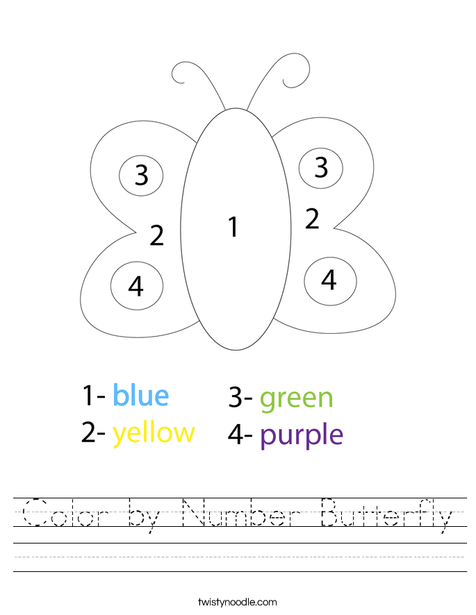 Color by Number Butterfly Worksheet