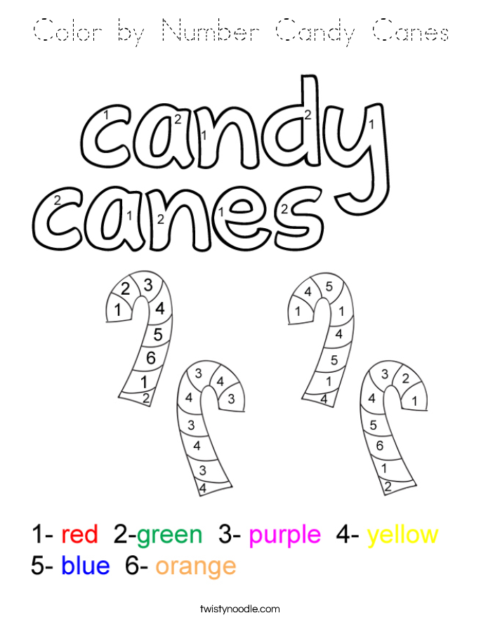 Color by Number Candy Canes Coloring Page