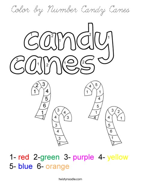 Color by number candy canes Coloring Page