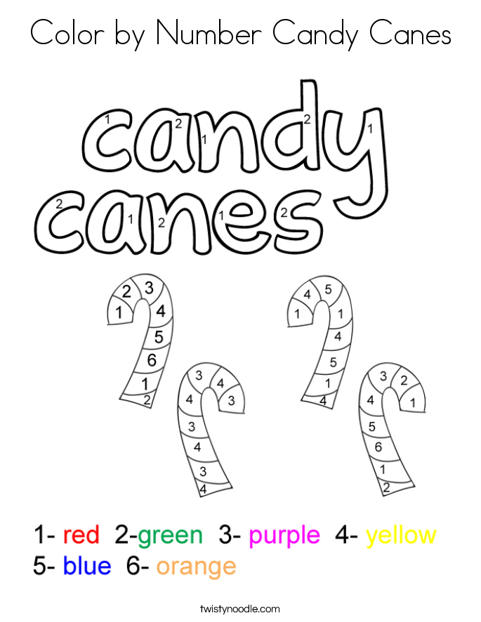 Color by Number Candy Canes Coloring Page