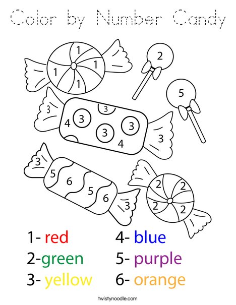 Color by Number Candy Coloring Page