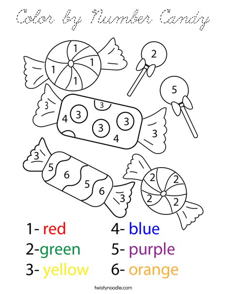 Color by Number Candy Coloring Page