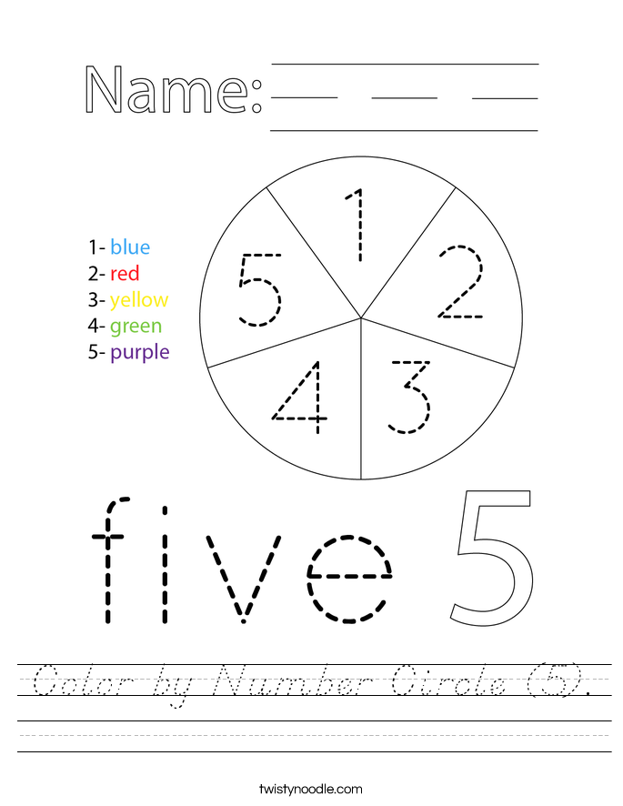 Color by Number Circle (5). Worksheet