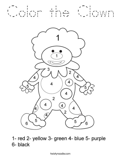 Color by Number Clown Coloring Page