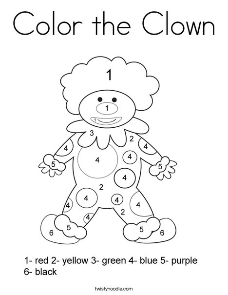 Color by Number Clown Coloring Page
