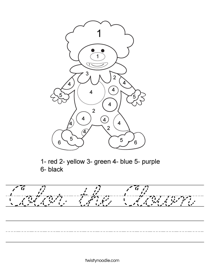 Color the Clown Worksheet
