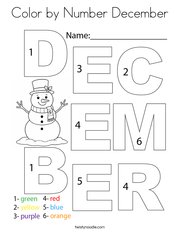Color by Number December Coloring Page