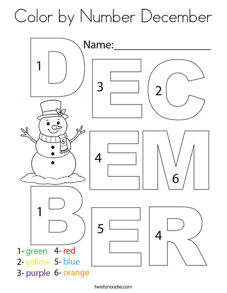 Color by Number December Coloring Page