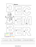 Color by Number December Worksheet