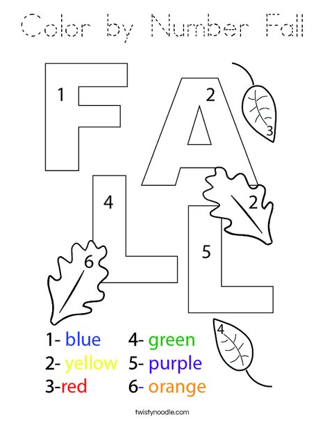 Color by Number Fall Coloring Page