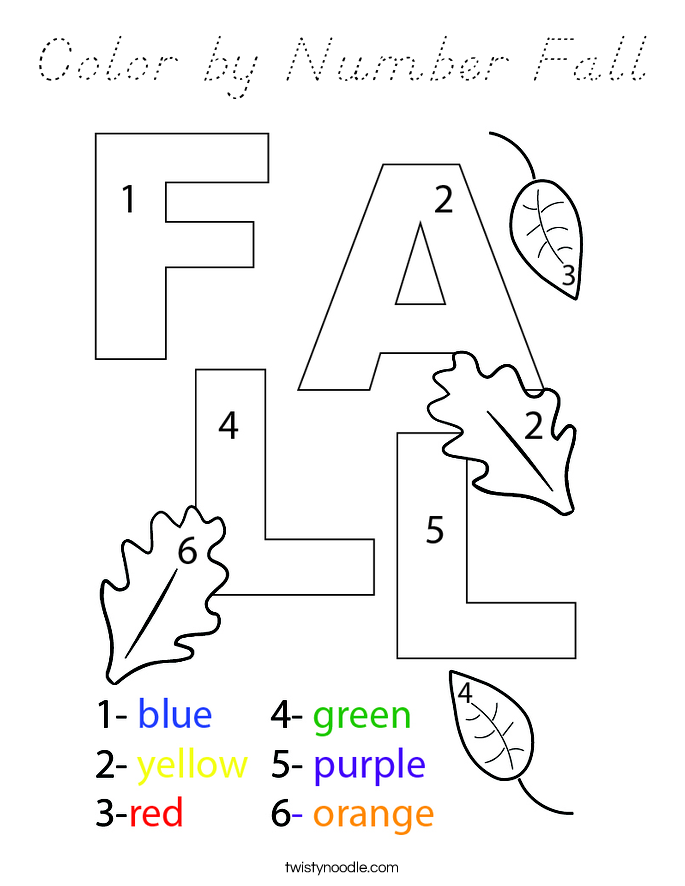 Color by Number Fall Coloring Page