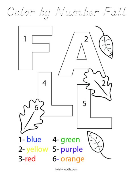 Color by Number Fall Coloring Page