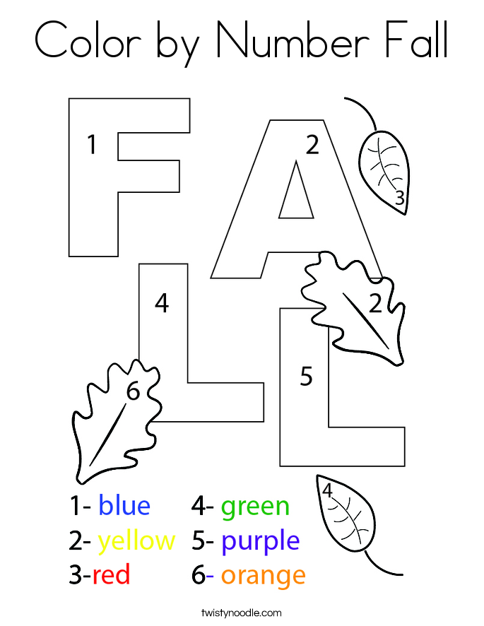 Color by Number Fall Coloring Page