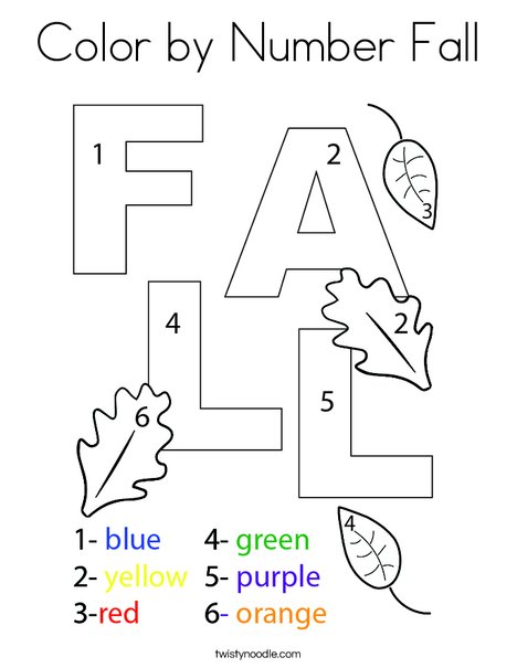 Color by Number Fall Coloring Page