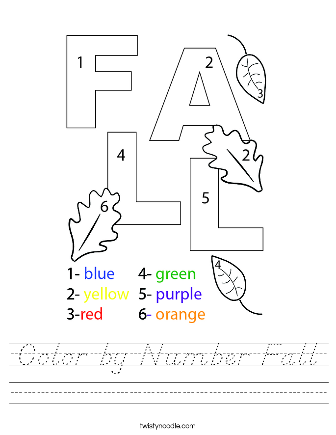 Color by Number Fall Worksheet