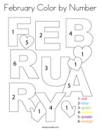 February Color by Number Coloring Page