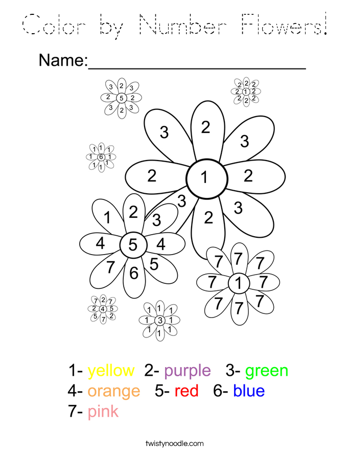 Color by Number Flowers! Coloring Page