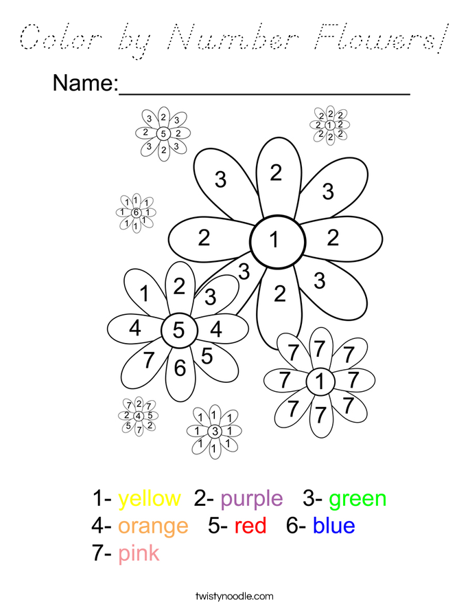 coloring by numbers printable flowers