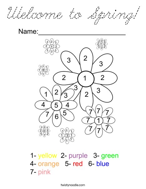 Color by Number Flowers Coloring Page