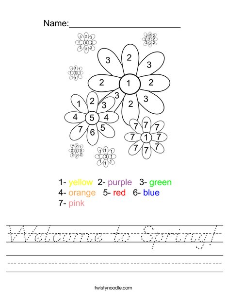 Color by Number Flowers Worksheet