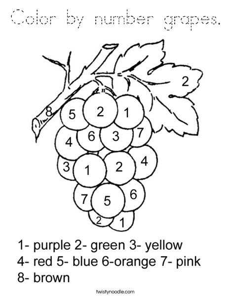 Color by Number Grapes Coloring Page