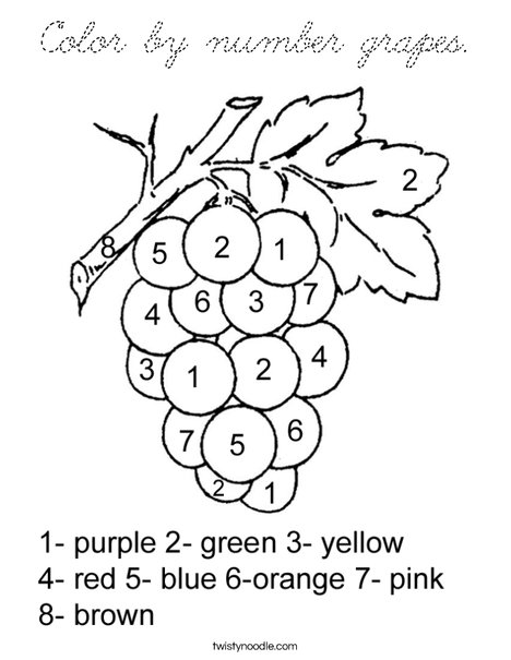 Color by Number Grapes Coloring Page