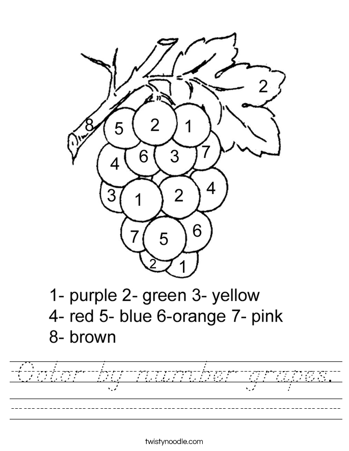 Color by number grapes. Worksheet