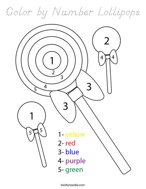 Color by Number Lollipops Coloring Page