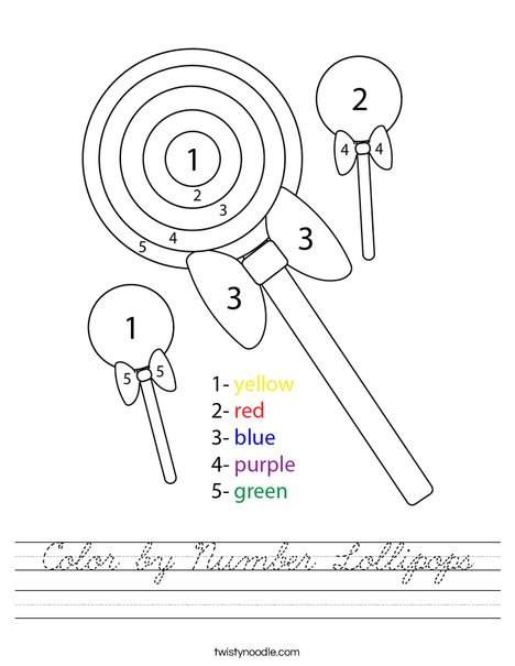 Color by Number Lollipops Worksheet