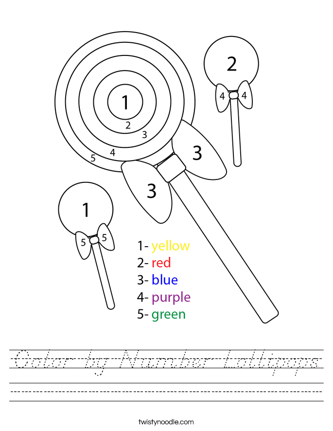 Color by Number Lollipops Worksheet
