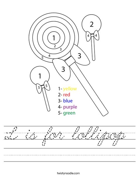 Color by Number Lollipops Worksheet