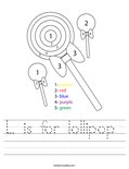 L is for lollipop  Worksheet