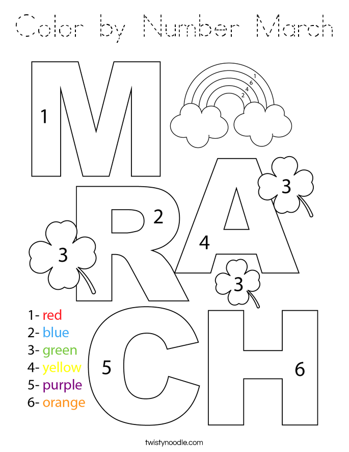 Color by Number March Coloring Page