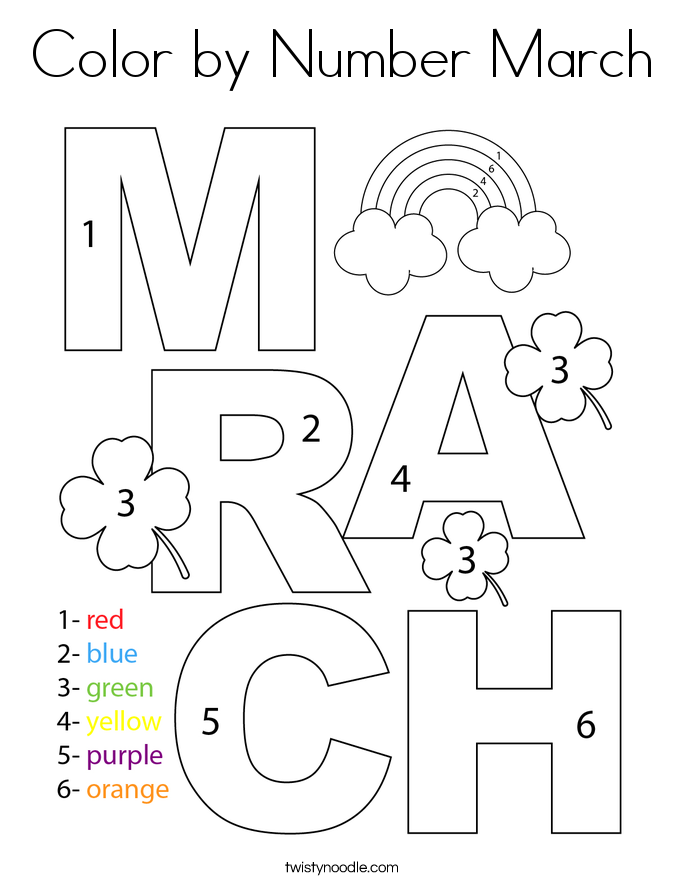 Color by Number March Coloring Page
