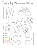 Color by Number March Coloring Page