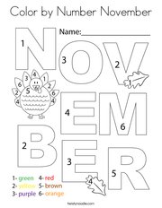 Color by Number November Coloring Page
