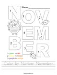 Color by Number November Worksheet