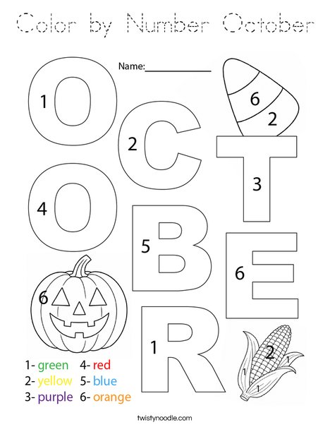 Color by Number October Coloring Page