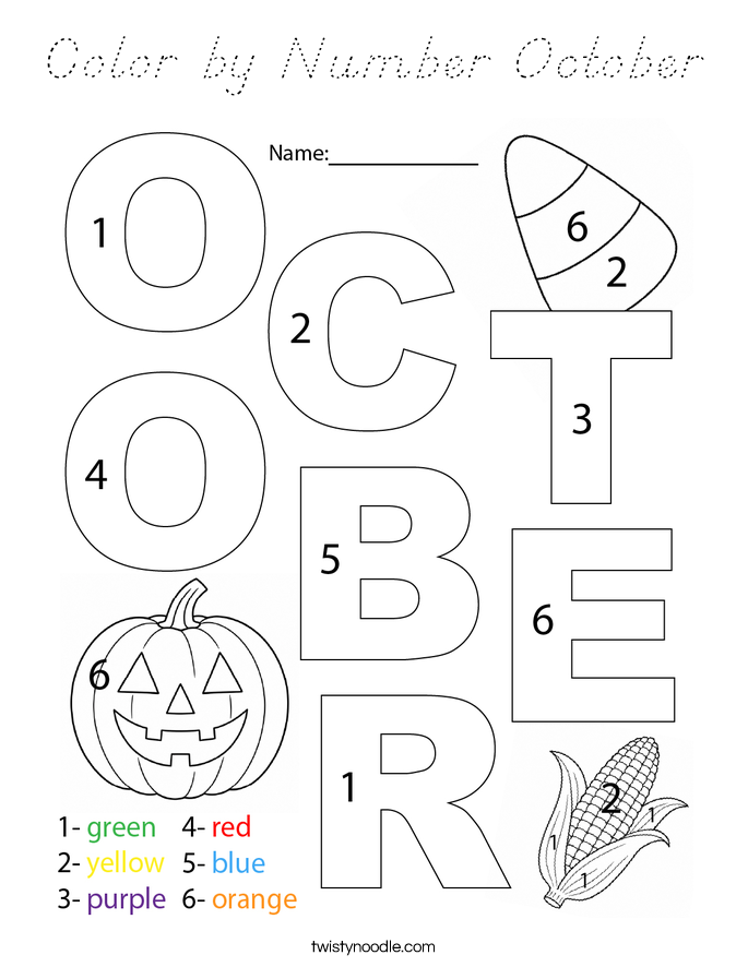 Color by Number October Coloring Page