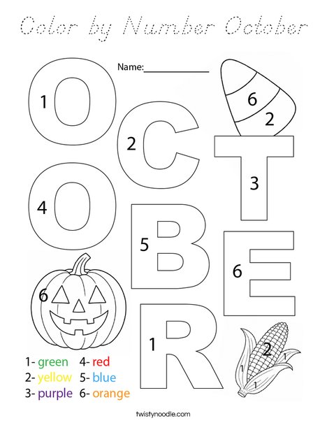 Color by Number October Coloring Page