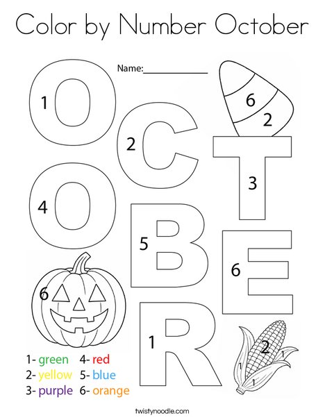 Color by Number October Coloring Page