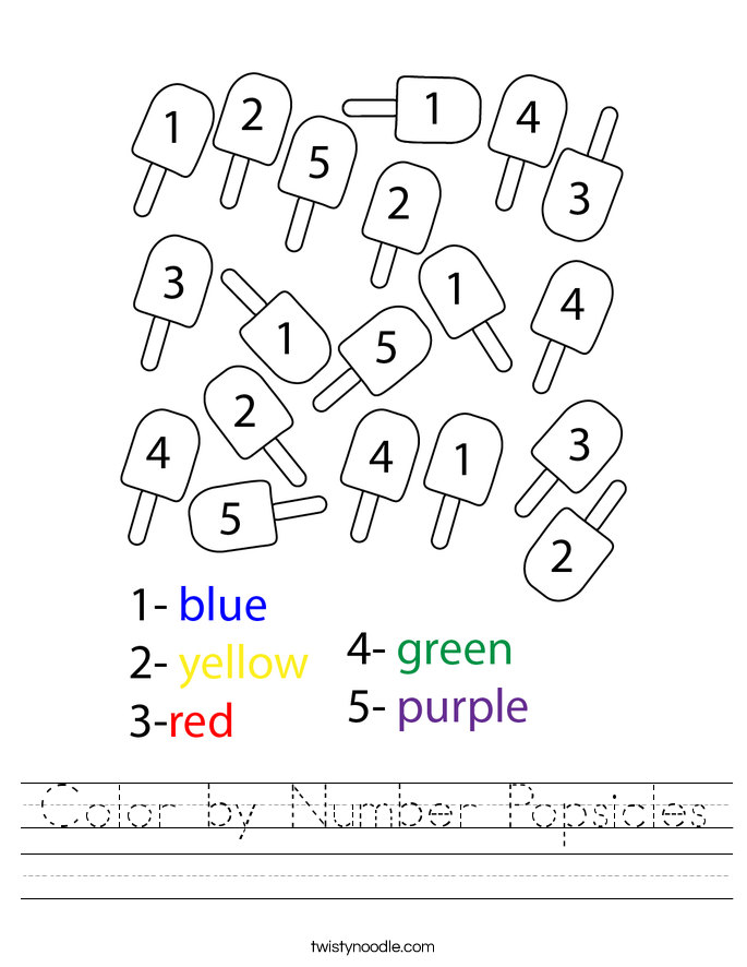 Color by Number Popsicles Worksheet