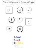 Color by Number- Primary Colors Coloring Page