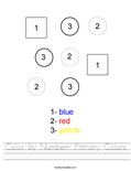 Color by Number- Primary Colors Worksheet