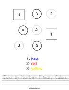 Color by Number- Primary Colors Handwriting Sheet