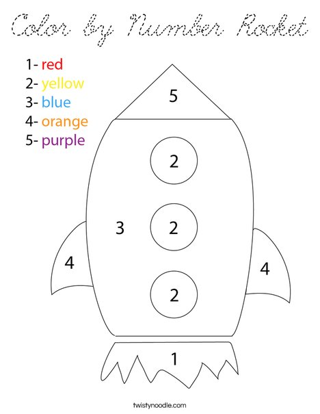 Color by Number Rocket Coloring Page
