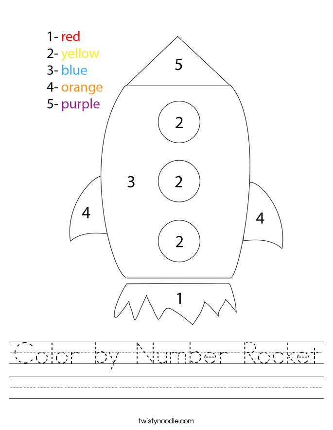 Color by Number Rocket Worksheet